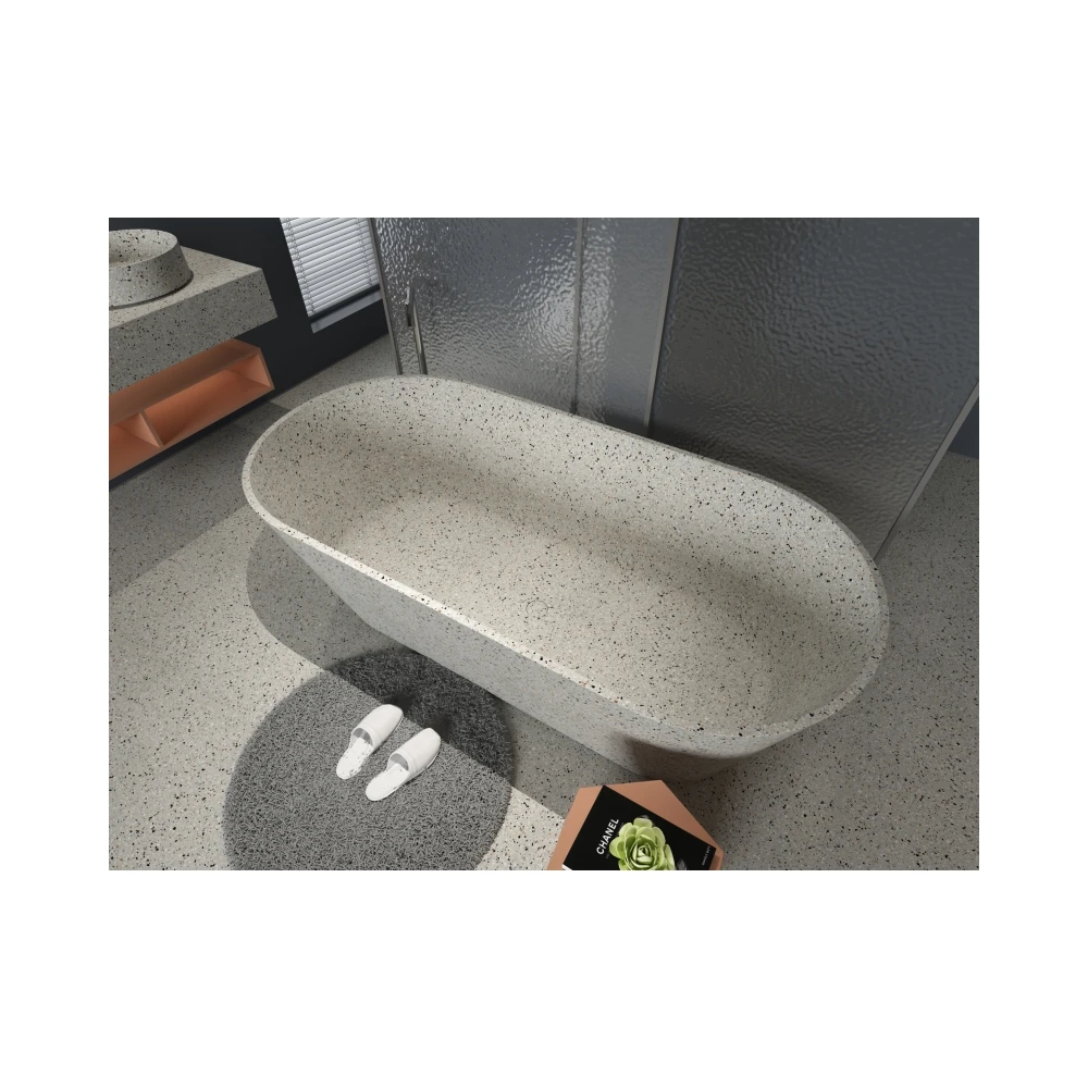 MY006 Luxury Bathroom Decorative Natural Terrazzo Bathtub New Design Trapezoidal Bathtub For Bathroom