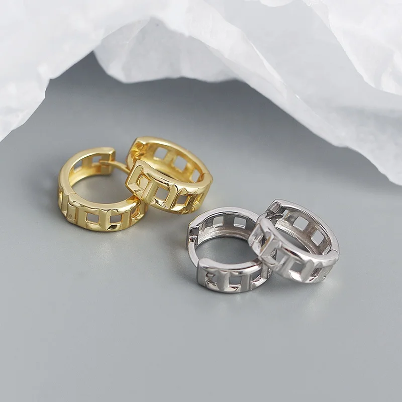 925 sterling silver jewelry  rope double stud dangle cuban chain link ear cuff 18k gold vermeil hoop earring