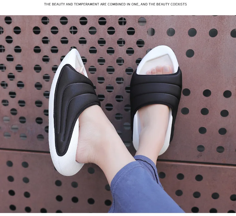 Custom Logo Unisex Outdoor White Black Slip On Summer Beach Slippers Men Space Ship Upper Massage EVA Platform Slides