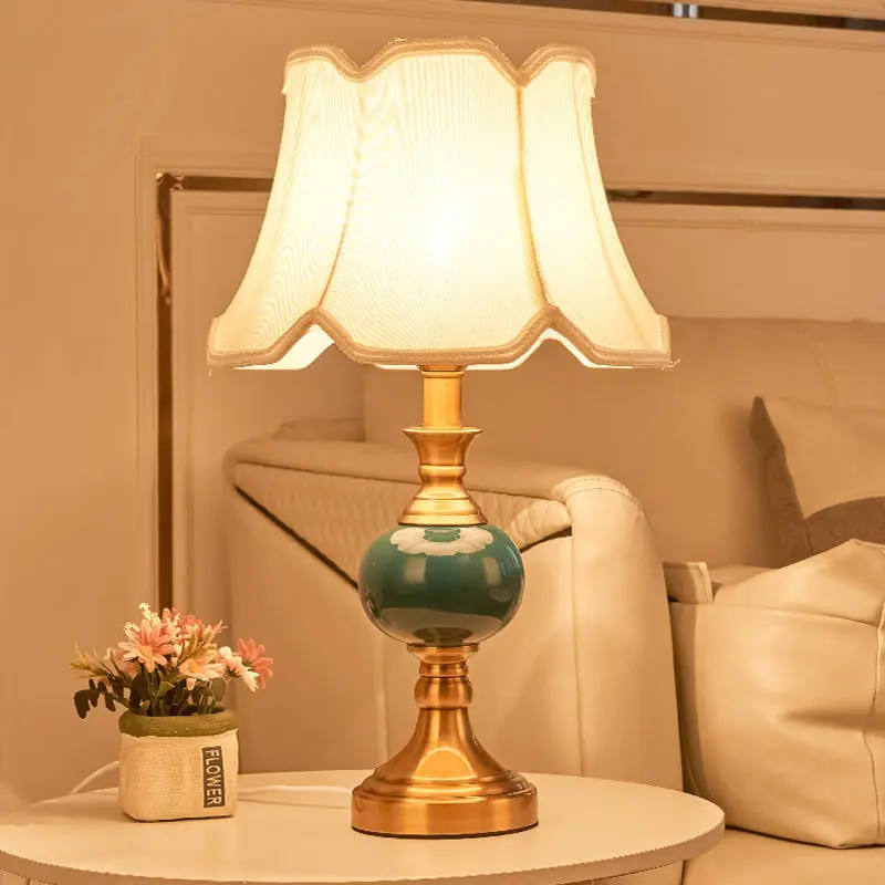 Luxury Ceramic Table Lamp With Paper Lampshade Vintage Lamp Bedside Light Hotel Project and Home Decoration Lighting