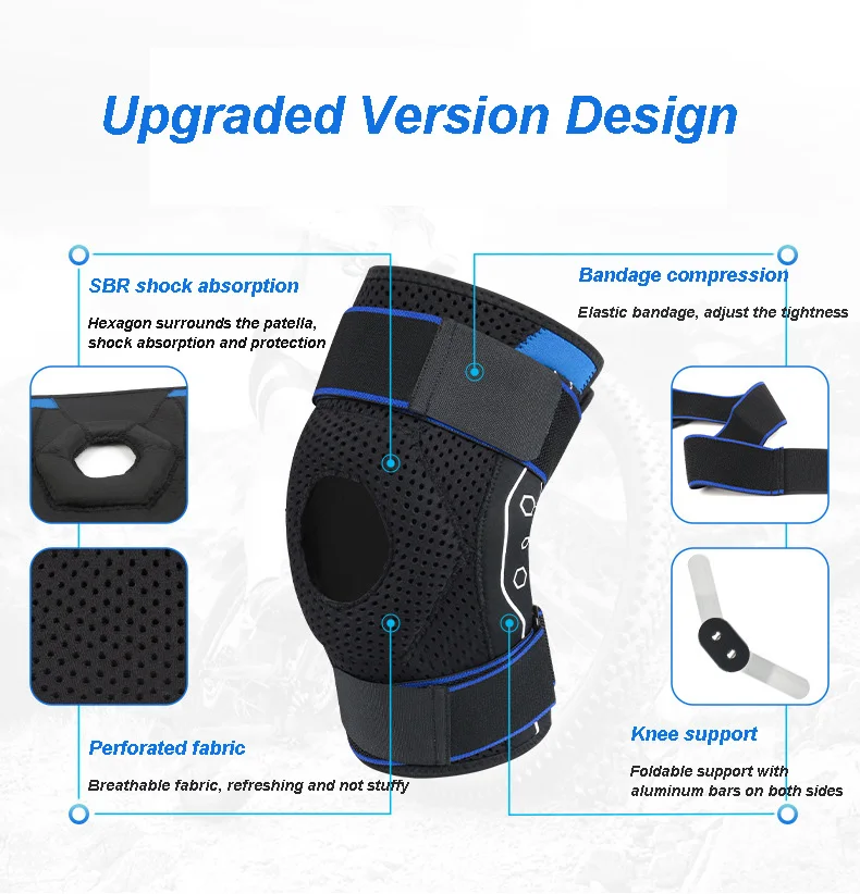2022 New Metal Spring Stabilizers Joint Open Patella Lifting Power Tight Knee Brace Pads