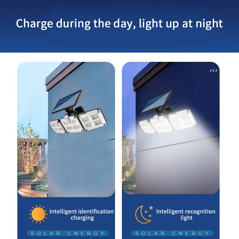 114 Led Outdoor Waterproof Safe Light Three Heads Motion Sensor Wall Light