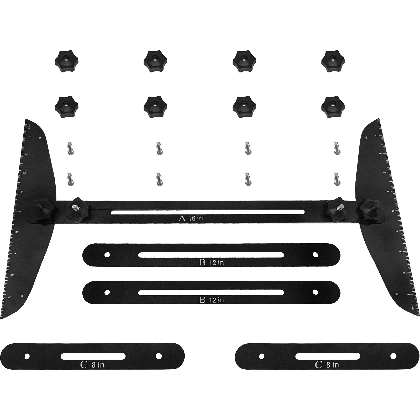 Stair Tread Template Tool Jig Gauge Range 11in-60in Stair Tread with Scale Measuring Steps Risers Tool Kit