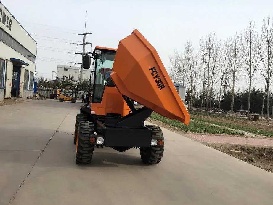 articulated CE  EPA/EURO5 Diesel Engine 4WD 3T Concrete Hydraurlic FCY30R Compact Mini Site Dumper Rotary Bucket For Mining Farm