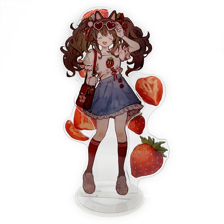 Free sample CMYK offset print CNC cut custom character acrylic stand anime key chain keychain art acrylic anime display