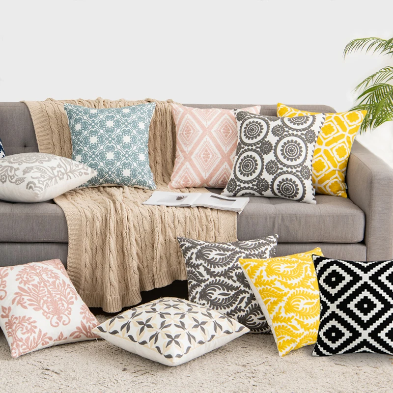 Home Sofa Decor Plain Embroidery Pillow Covers Custom Embroidery Sofa pillow cases Factory Price Embroidery Cushion Cover