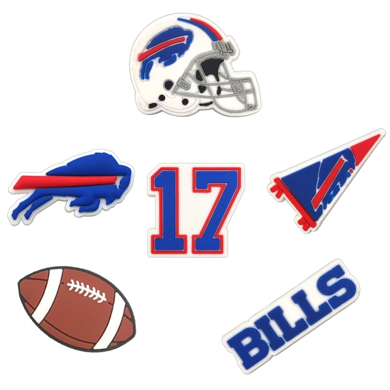 New football Sports Shoe Charms Sport Teams Helmet Hockey Shoe Charm Pvc Shoe Decorations Ball