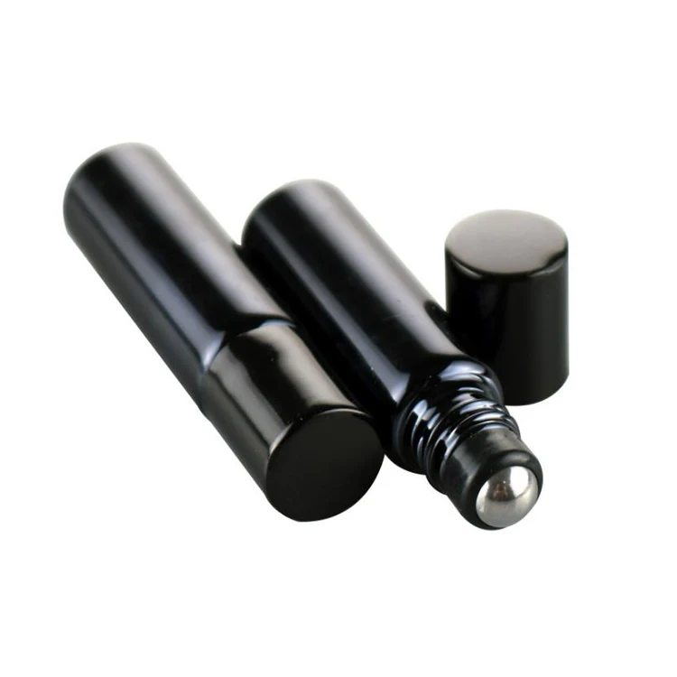 5ml 10ml black gold glass roll on ball bottle eyecream container in stock