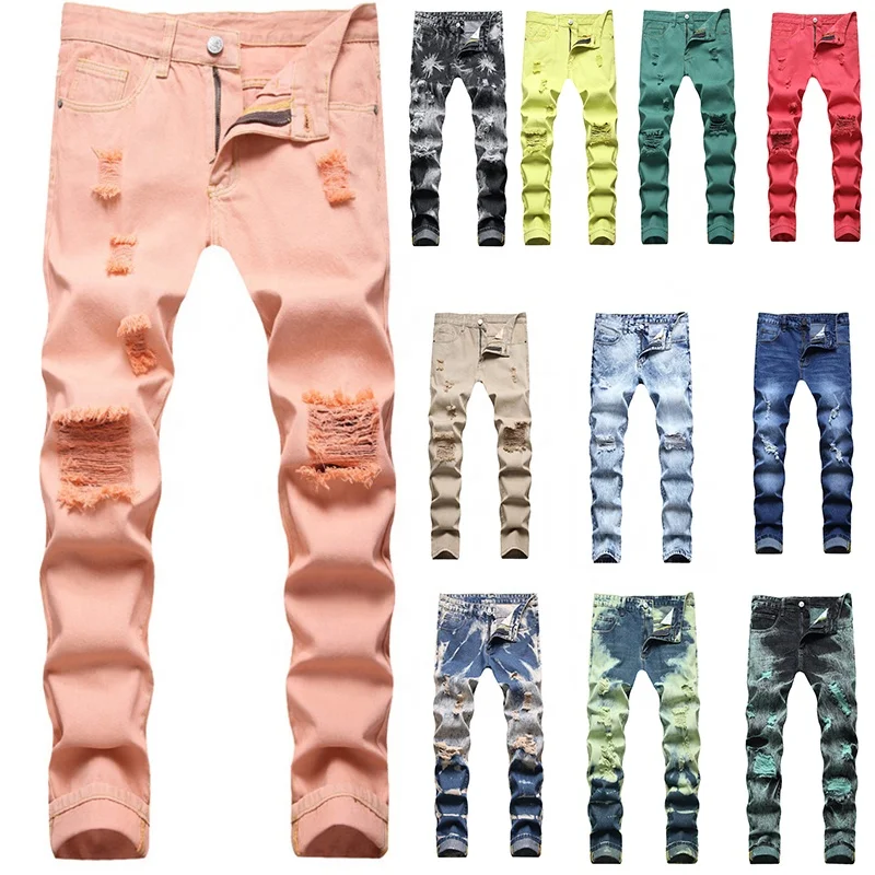 Уличная одежда с логотипом XLL 2022, модные синие потертые джинсовые брюки с бахромой для мужчин, дизайнерские мужские джинсы большого размера