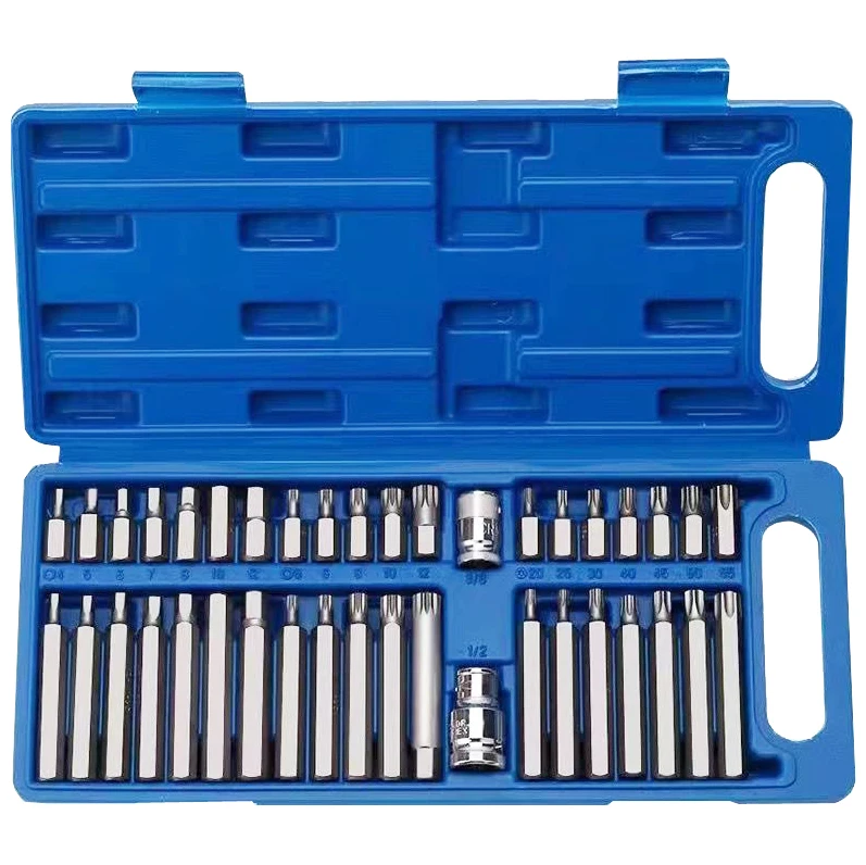 40Pcs Torx Hex Spline  Drive Set 1/2' 3/8' Car Tool Socket Bit