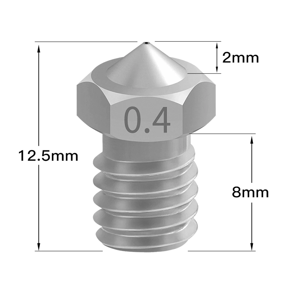 TWOTREES E3DV6 Nozzle Stainless Steel Nozzle M6 Threaded For E3DV6 Print Head Extruder 1.75mm Filament 3D Printer Print Head