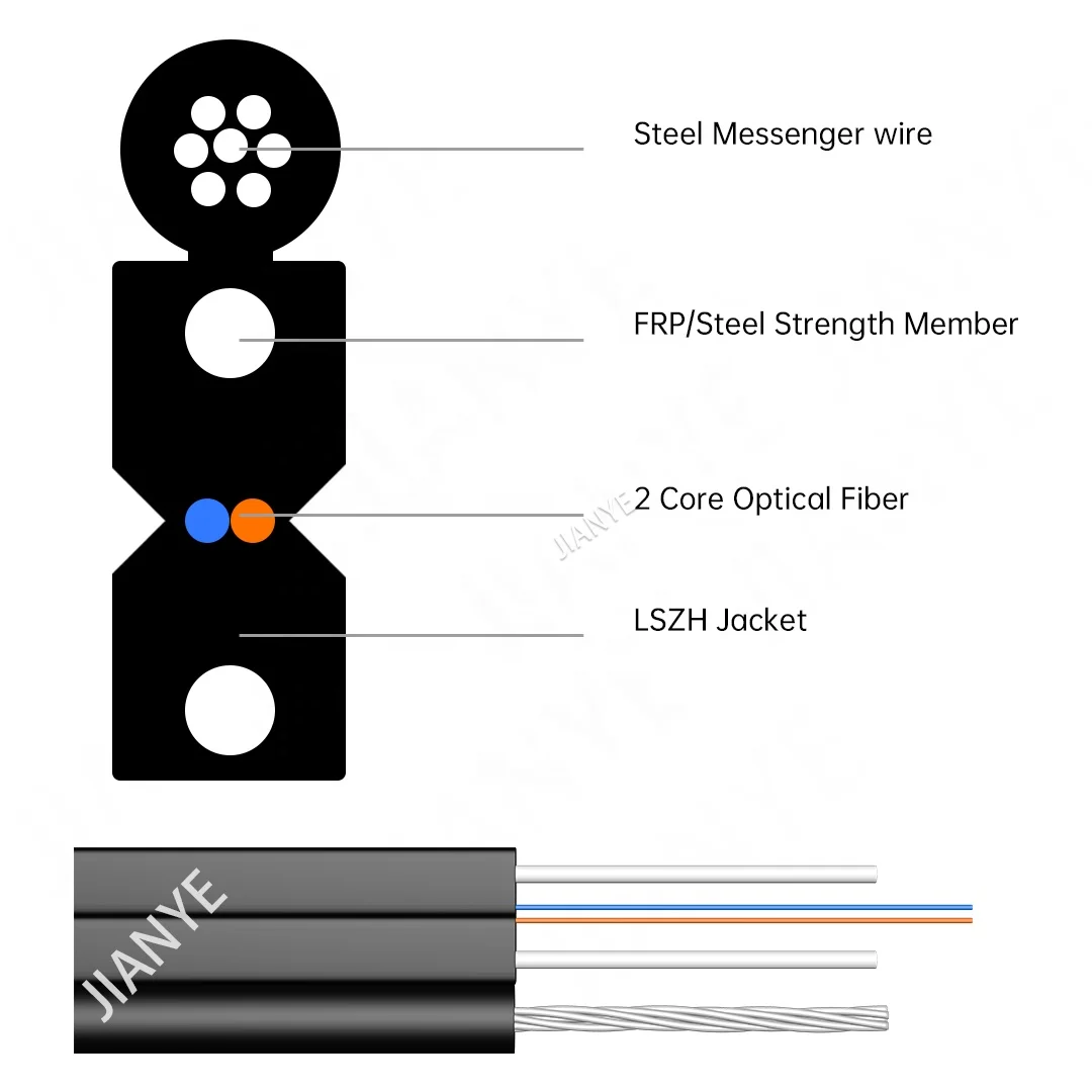  Волоконно-оптический кабель 1core 2 core 4 ftth drop cable SM G657A2
