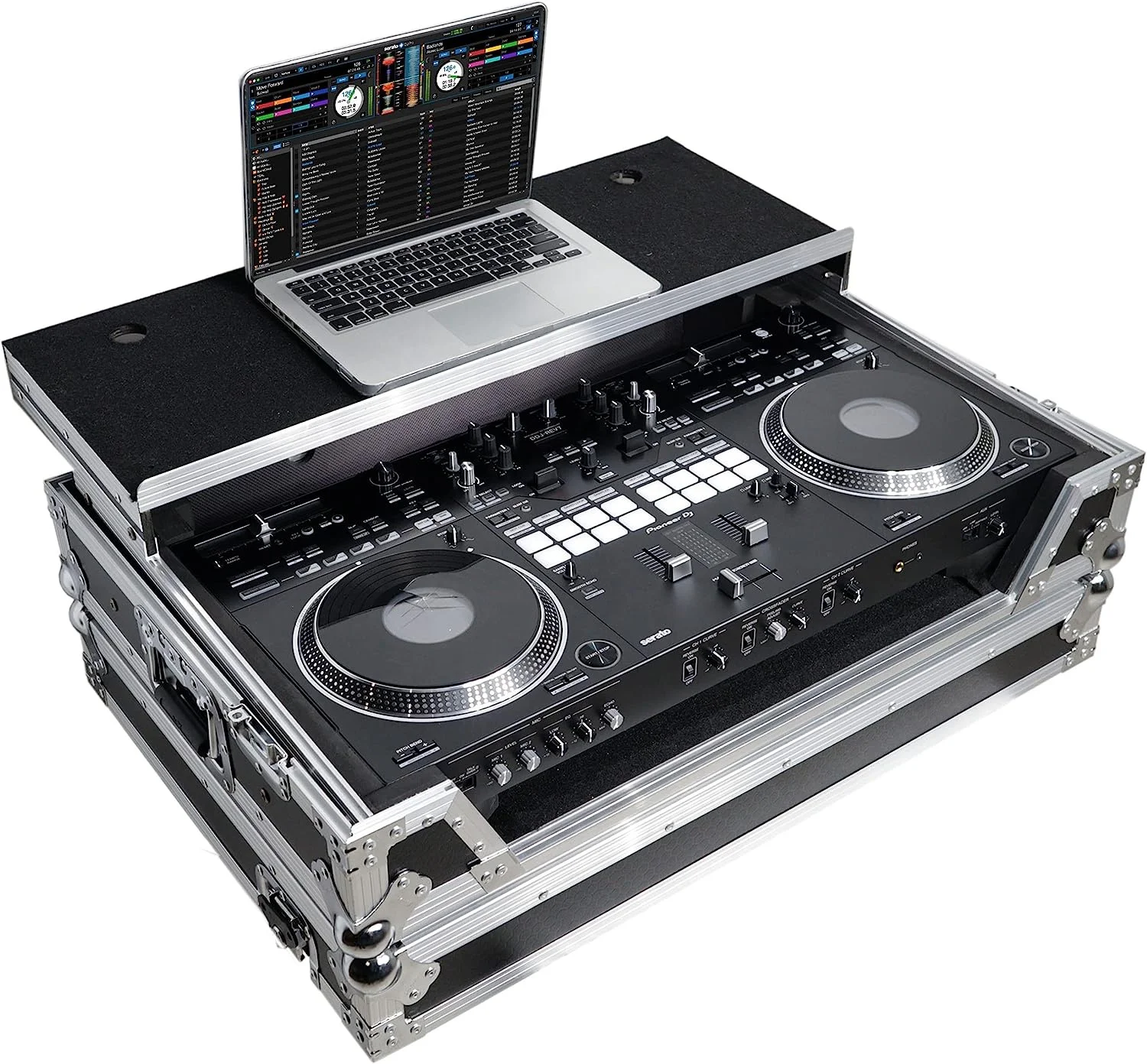Flight Case For Pioneer DDJ-REV7 Digital Controller with Sliding Laptop Shelf & Rubber Wheels