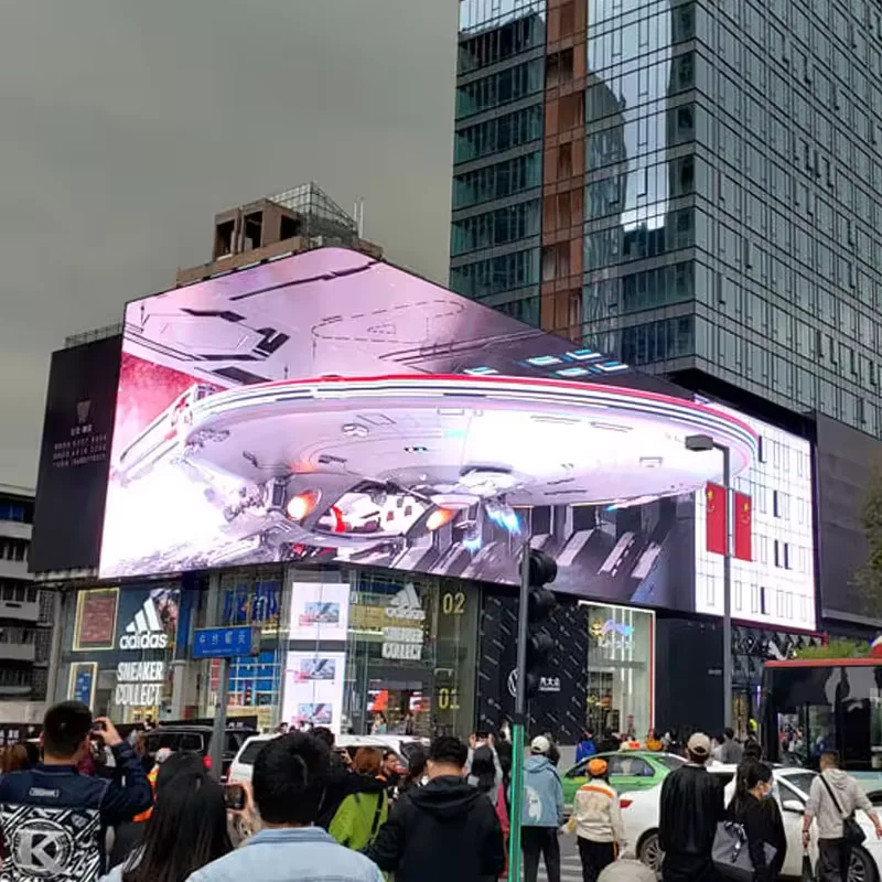 Открытый 3D светодиодный видео рекламный экран 90 градусов угловой строительный рекламный щит вывески настенный цифровой дисплей и вывески