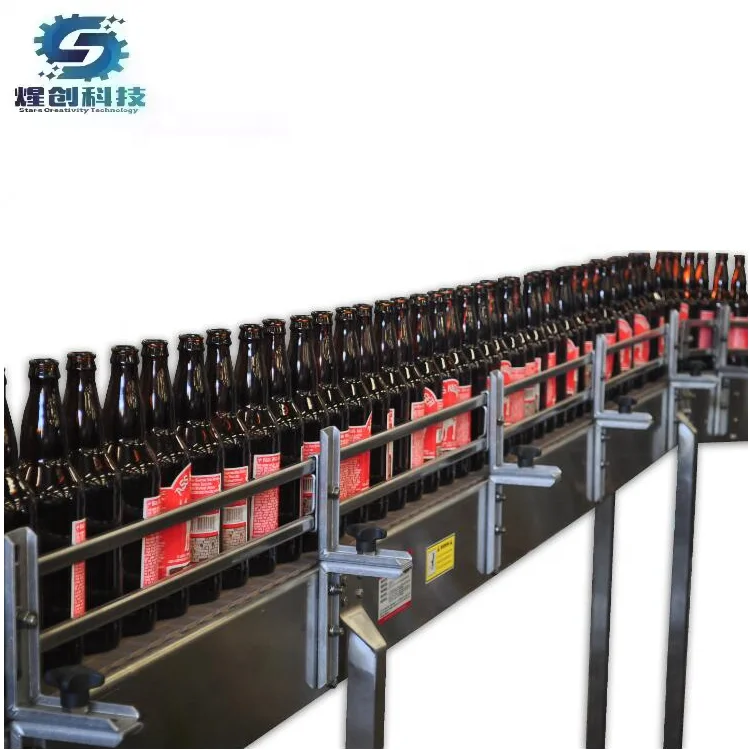 Bottle/cans/jar SUS304 stainless steel flat table top chain conveyor system,90degree curved top chain conveyor
