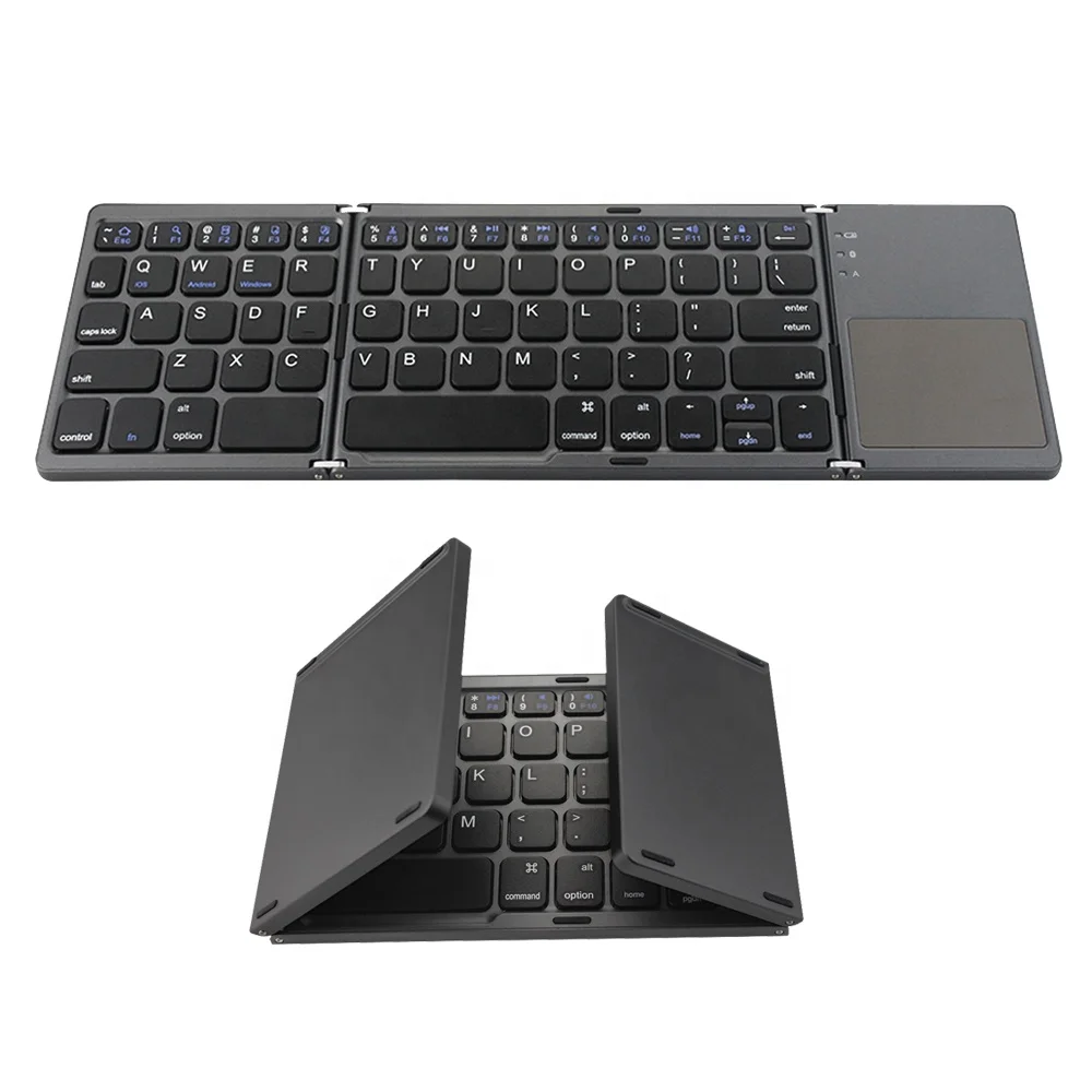 English Layout foldable bt Wireless Folding bluetooths keyboard qwerty and touch pad wireless keyboard
