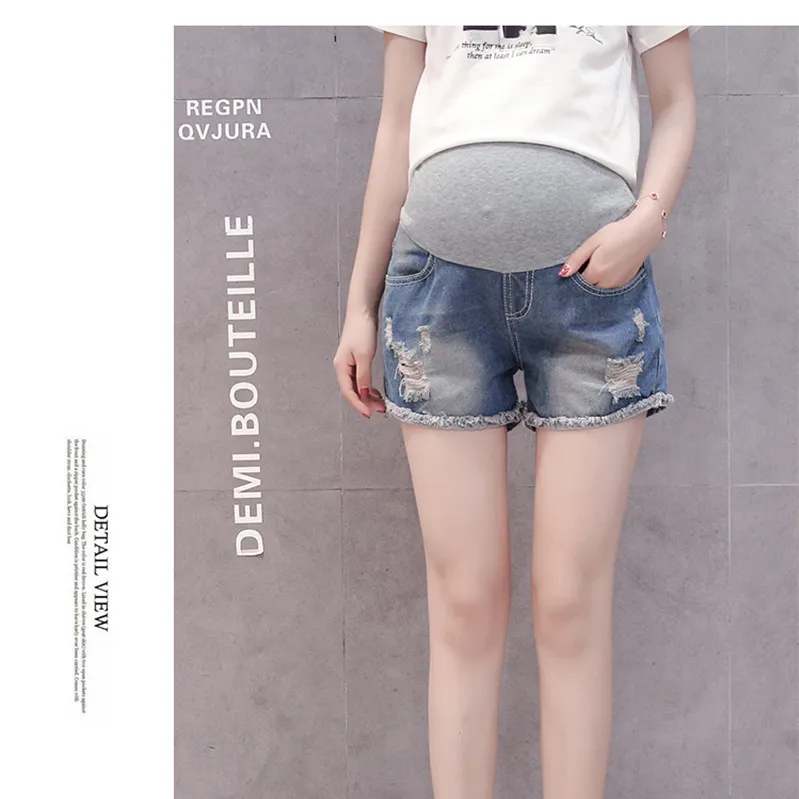 Летние модные рваные джинсовые шорты с эффектом подтяжки живота для мам и беременных женщин, новинка 2019