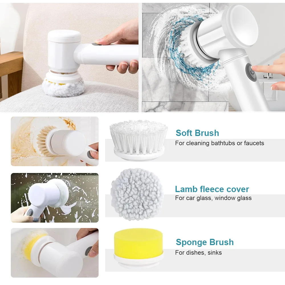Handheld Cordless Automatic Electric Cleaning Brush Power Scrubber Electric Spin Scrubber Electric Dish Scrubber for Kitchen