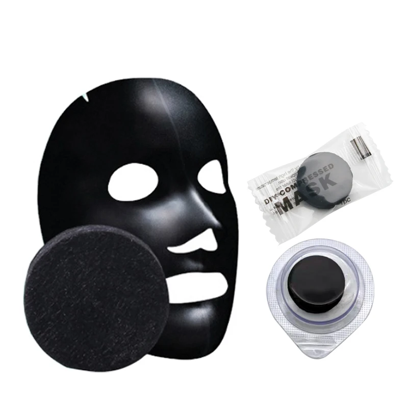 Bamboo charcoal black compressed sheet mask DIY facial skin care whitening beauty hydrating Ultra-Thin facial mask beauty