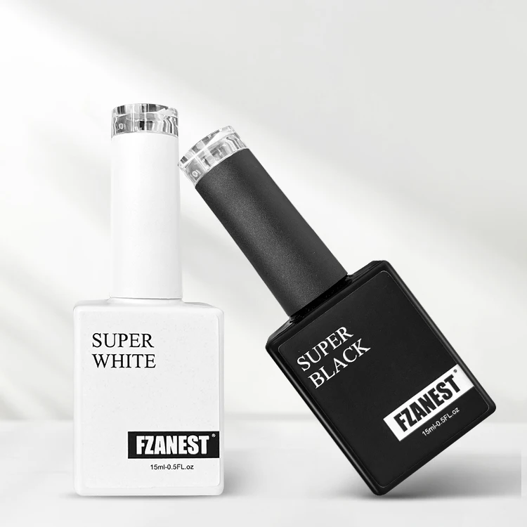 Fzanest Led супер белый проходит по всей длине) и очень черный лак для ногтей оптом 15 мл бутылки разные цвета УФ