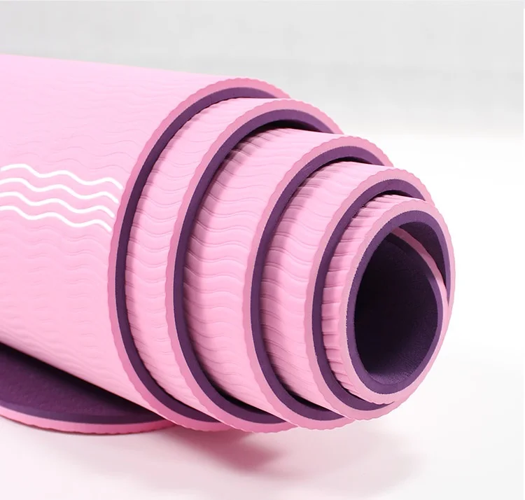 Professional 1/3 Inch Thick Double-sided TPE Workout Yoga Mat With Strap , Workout Mat For Yoga, Pilates And Floor Exercises
