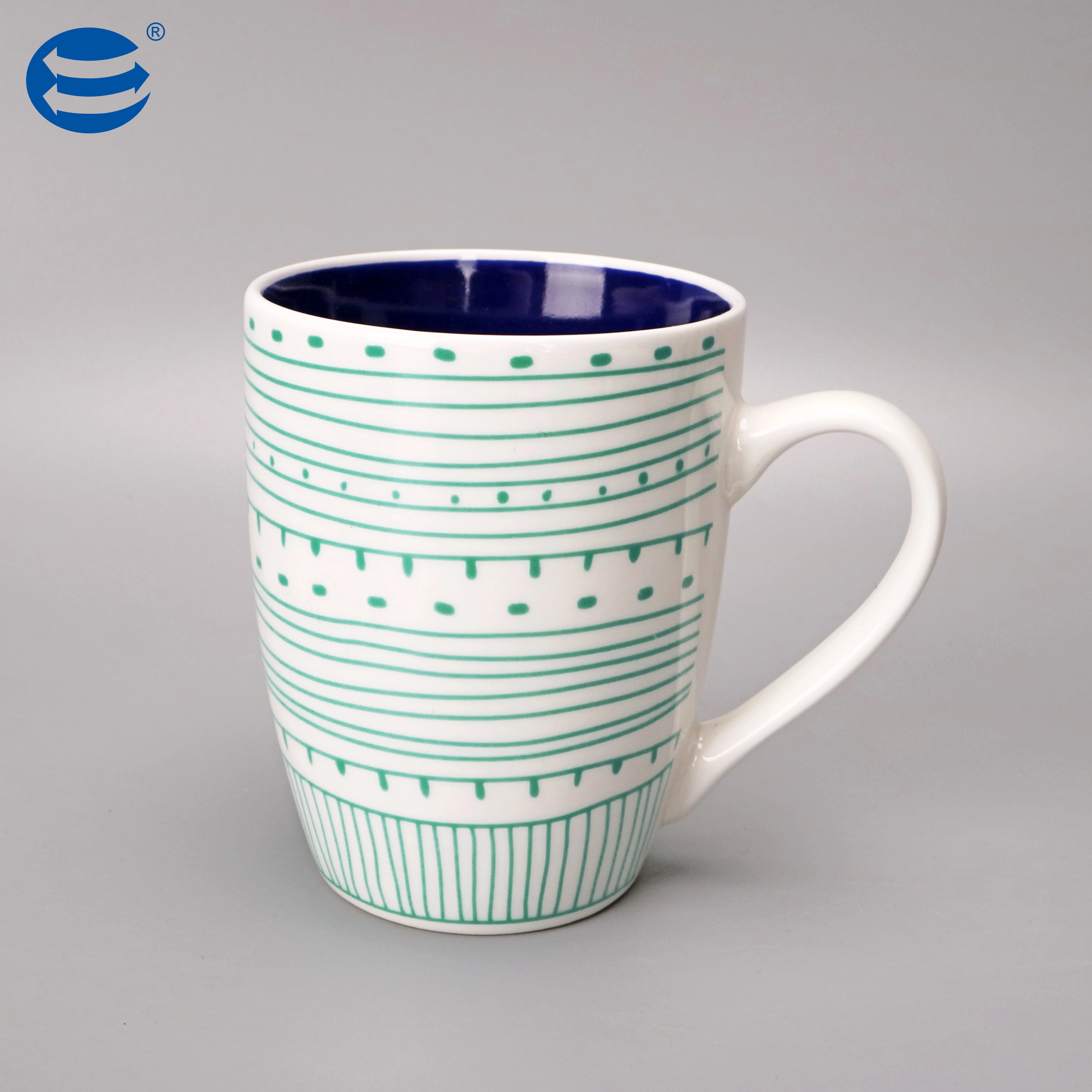 High Quality Bone China Tableware Set Green Decal Ceramic Dinnerware Eco-Friendly Porcelain Plate Mug Collection Green Decal