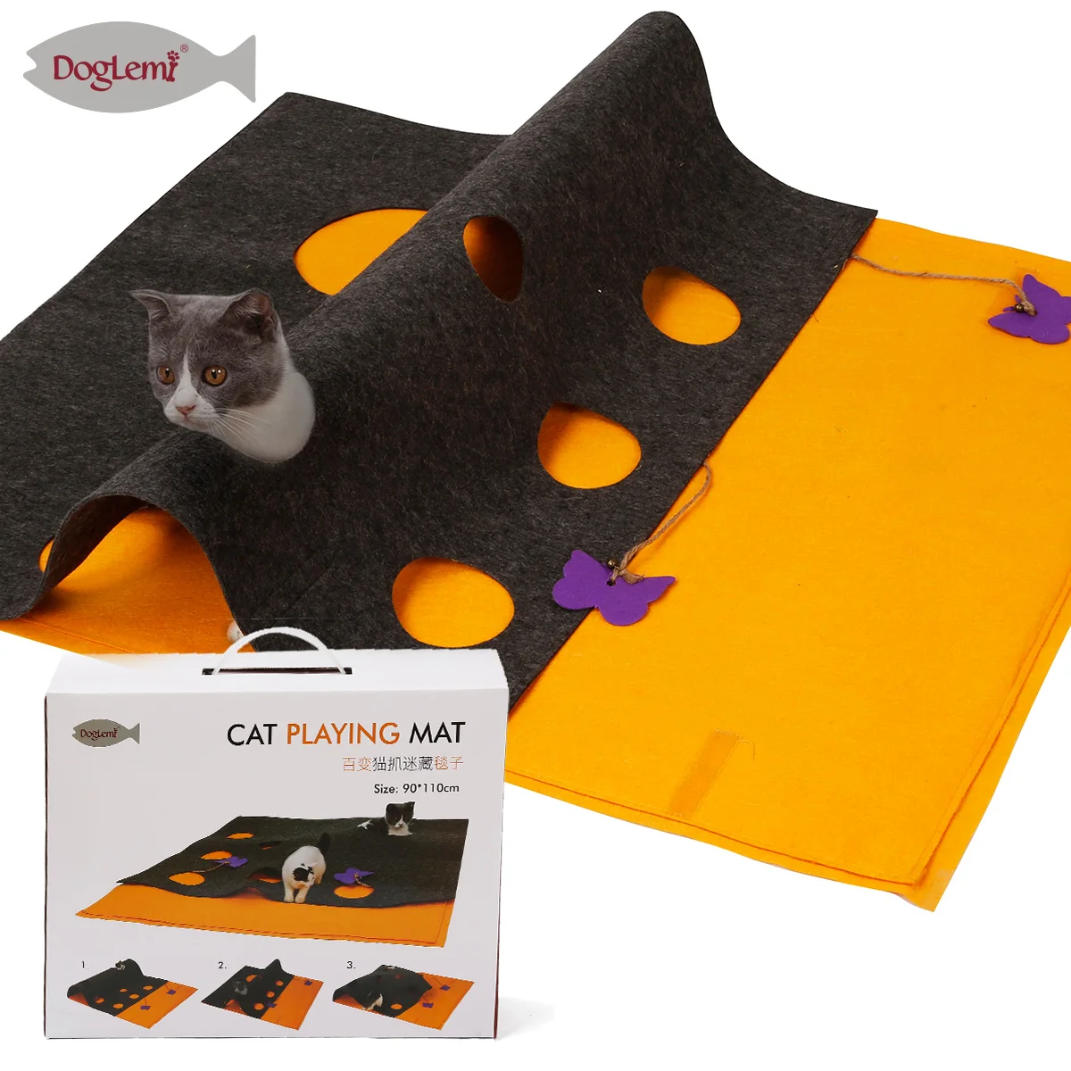 Wholesale Hide And Seek Mat DIY Activity Pet Scratching Mat Burrow Blanket Cat Training Tunnel