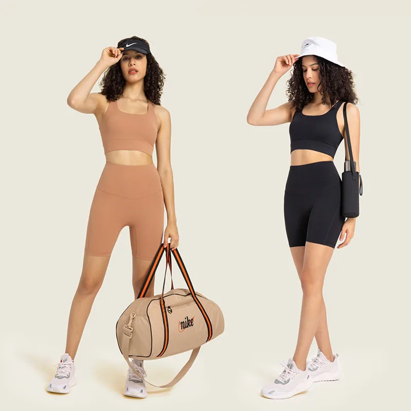 66 Nylon LYCRA Wire Free Yoga Bra Shockproof high impact wide shoulder strap workout support sports bra