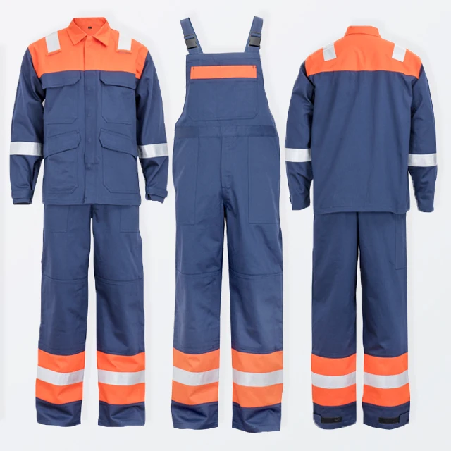 350gsm 98%Cotton 2% Antistatic FR Satin Electric Arc Flash EN11612 Flame Retardant Workwear Uniform