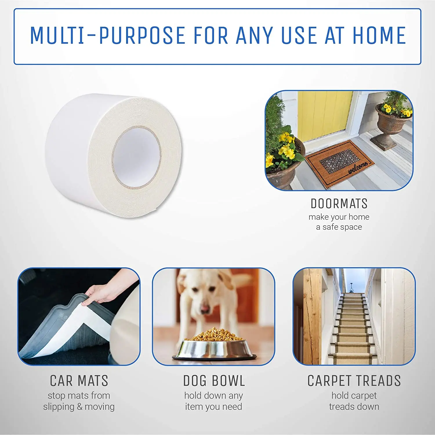 Free Sample Rug Fixing White Cloth Duct tape Removable Edge Binding Seaming Double Sided Carpet Tape