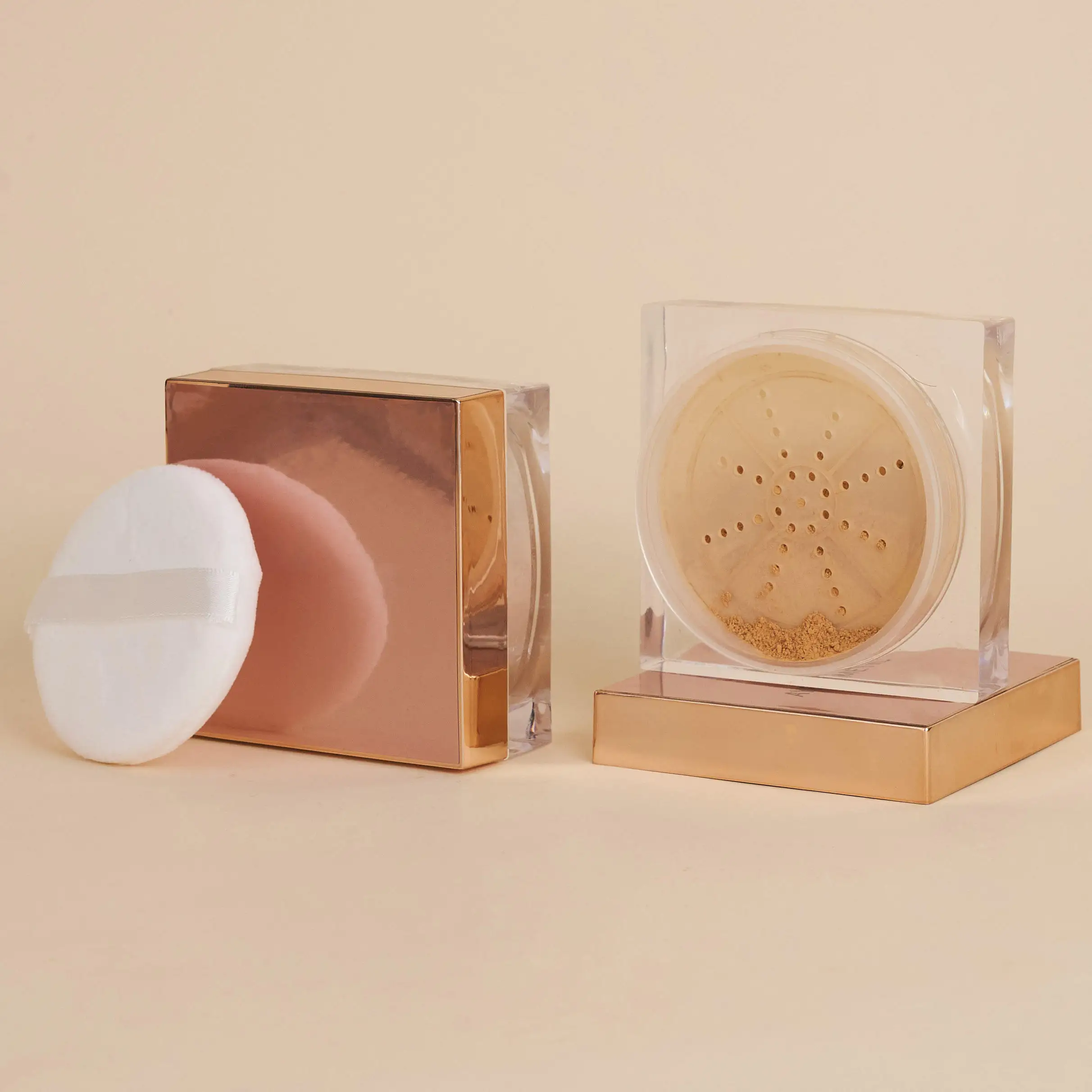 rose golden jar beauty product cosmetics  supplier popular 2024 translucent setting powder face loose powder
