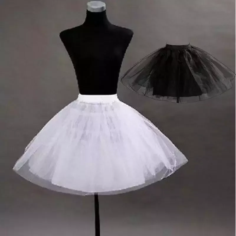 Wedding Accessories White Black Red Short Petticoats Tulle Crinoline for Girls Tutu Skirt Ball Gown Underskirt Jupon-mariage We