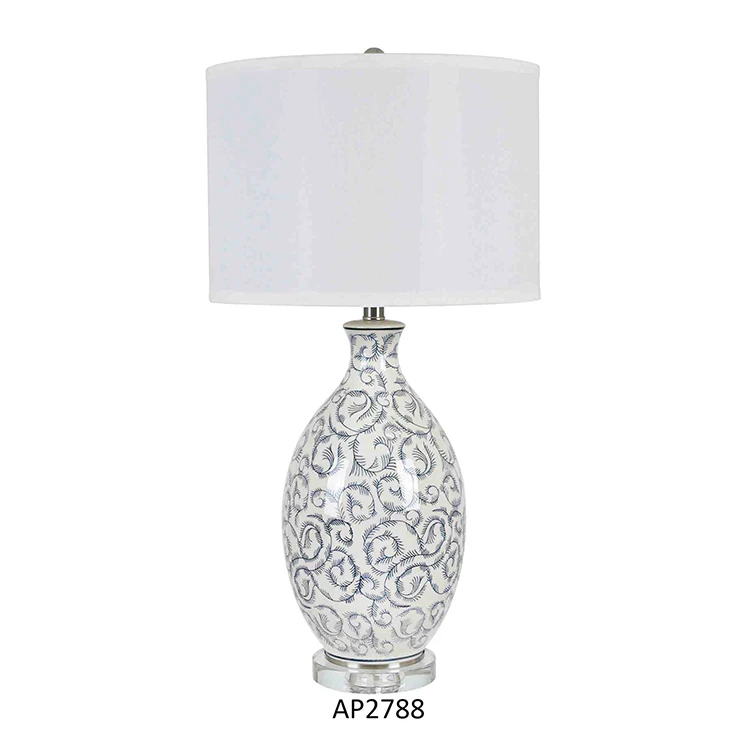 hotel home decorative unique design living room bedroom Chinese blue and white ceramic table lamps
