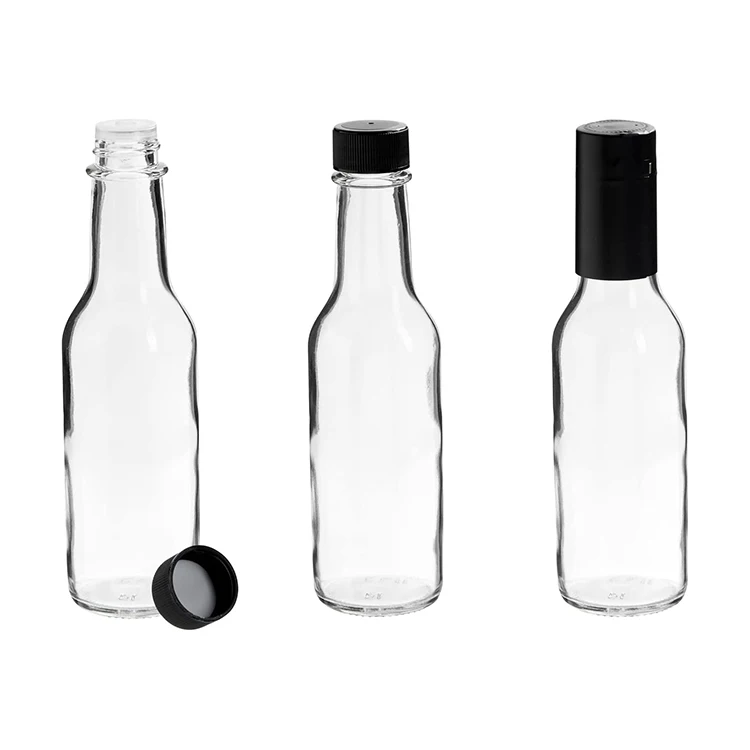 Cheap 90ml 150ml 250ml glass hot sauce bottles mini empty chilli tomato sauce bottle tabasco sauce bottles with plastic caps