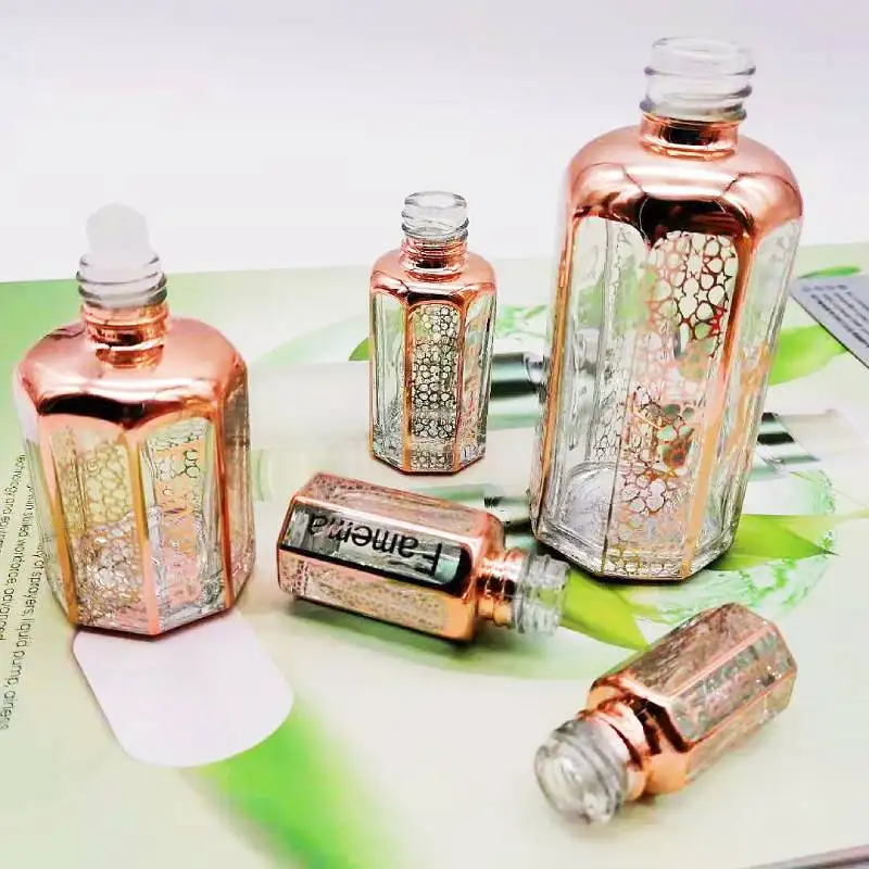 Octagon Essential Bottle Oil Bottles New Star Anise Clear Glass 3ML 6ml 12ml 24ml 60ml 100m Glass Material+stainless Steel