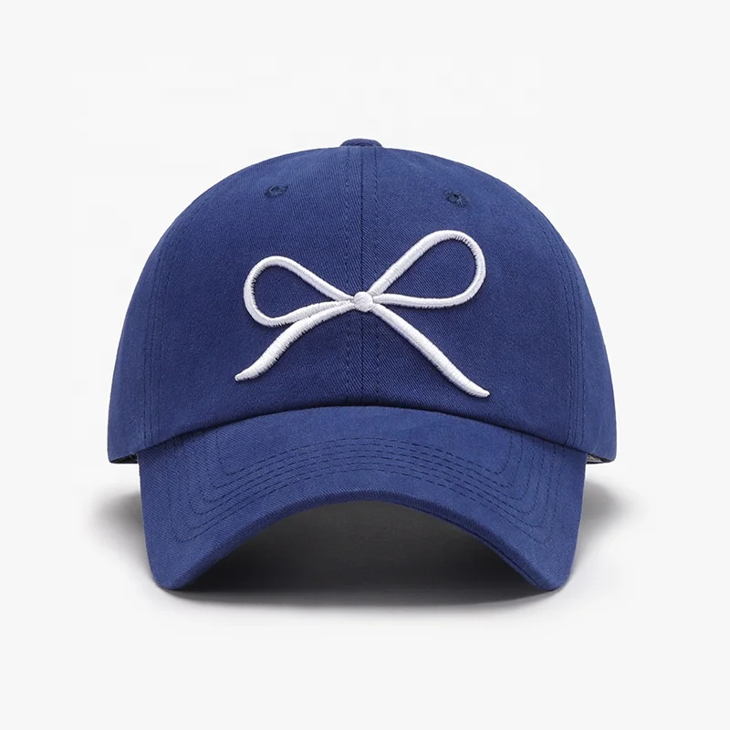 WD-A1137  Fashion 3D Embroidery Bow Female Sunscreen Blue Baseball Cap