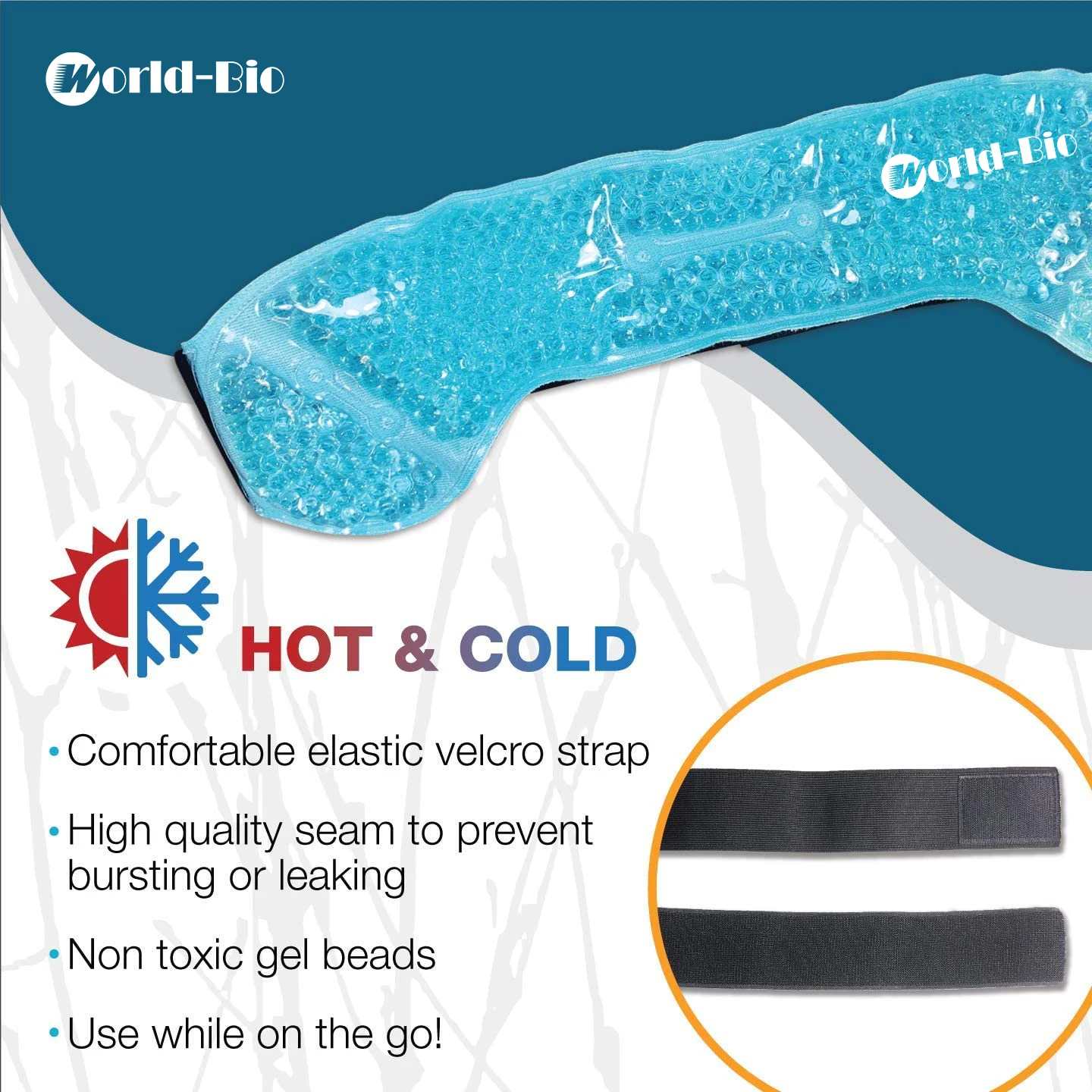 World-Bio Migraine Ice Pack Headband with Gel Bead Hot Cold Therapy Ice Wrap for Forehead Relief Pain for Migraine