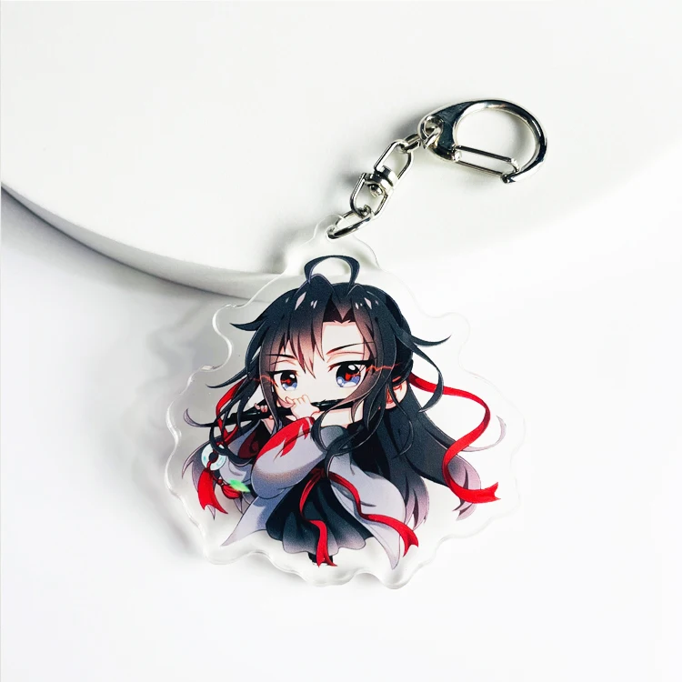 Custom printed double sided charms anime clear acrylic linked keychain