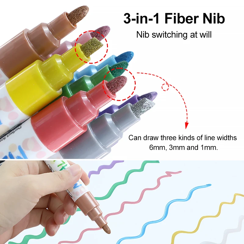Hot Selling High Quality Liquid Chalk Markers 8 Metallic Color Double Head Art Marker Pens Plumones De Colores