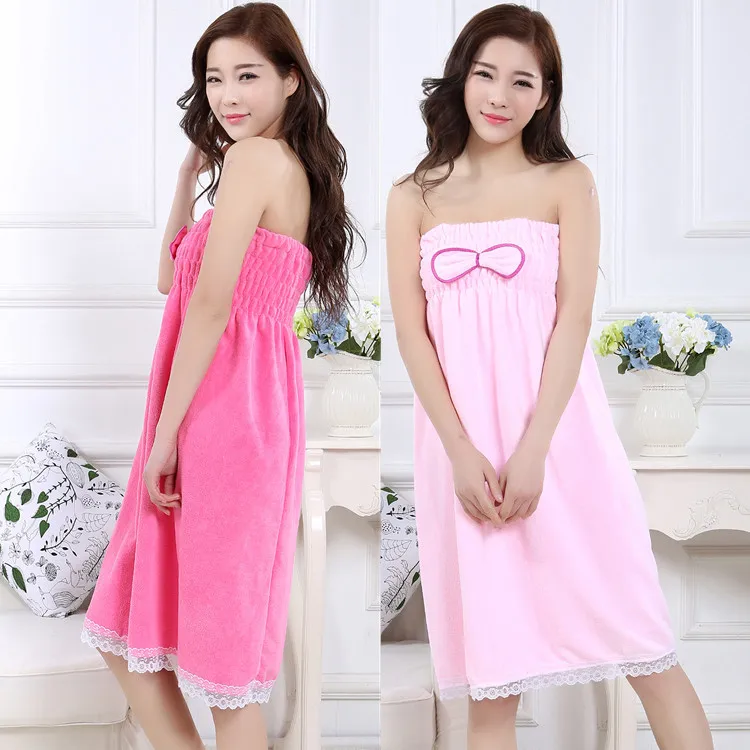 Thailand Free Sexy Woman Wearable Cloths Terry Beach Microfiber Sling Bath Skirt Towels