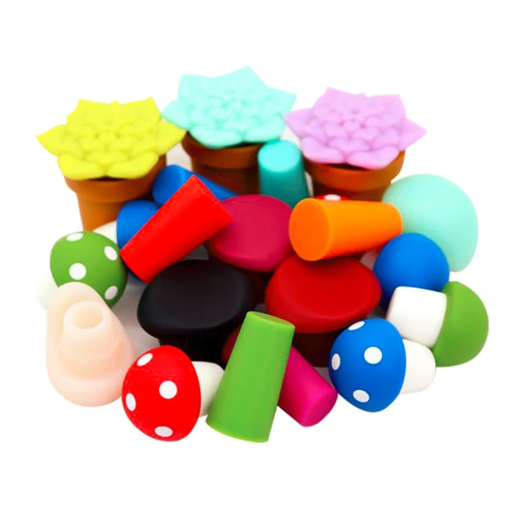Custom Design Flower Mushroom Shape Wine Bottle Silicone Stopper Beer Bottle Caps Lids