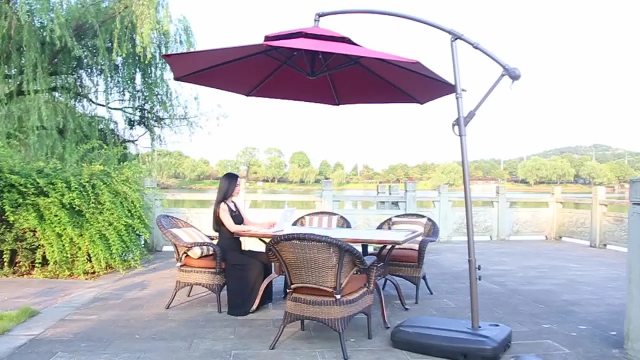 New Zealand 2.7m garden reading umbrella protective black coating cover remote control patio umbrella