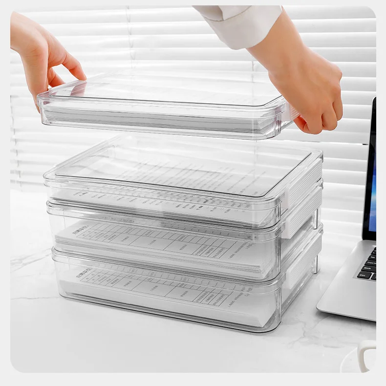 Large Capacity Plastic Transparent Storage Box for Exam Papers Household Registration Document Identification