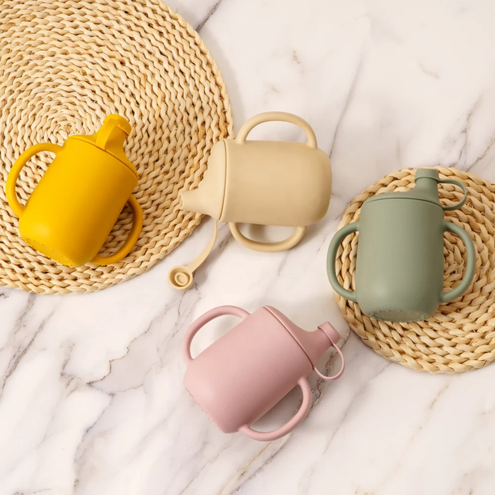 Custom New Eco Friendly Snack Catcher Food Grade Silicone Kids Toddler Baby Sippy Snack Drinking Cup With Lid Handle