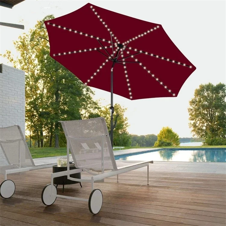 Sunlitec Solar 8 Lighting Warm White Umbrella Parasol String 104 LED Tents Remote Control for Garden Backyard Tent