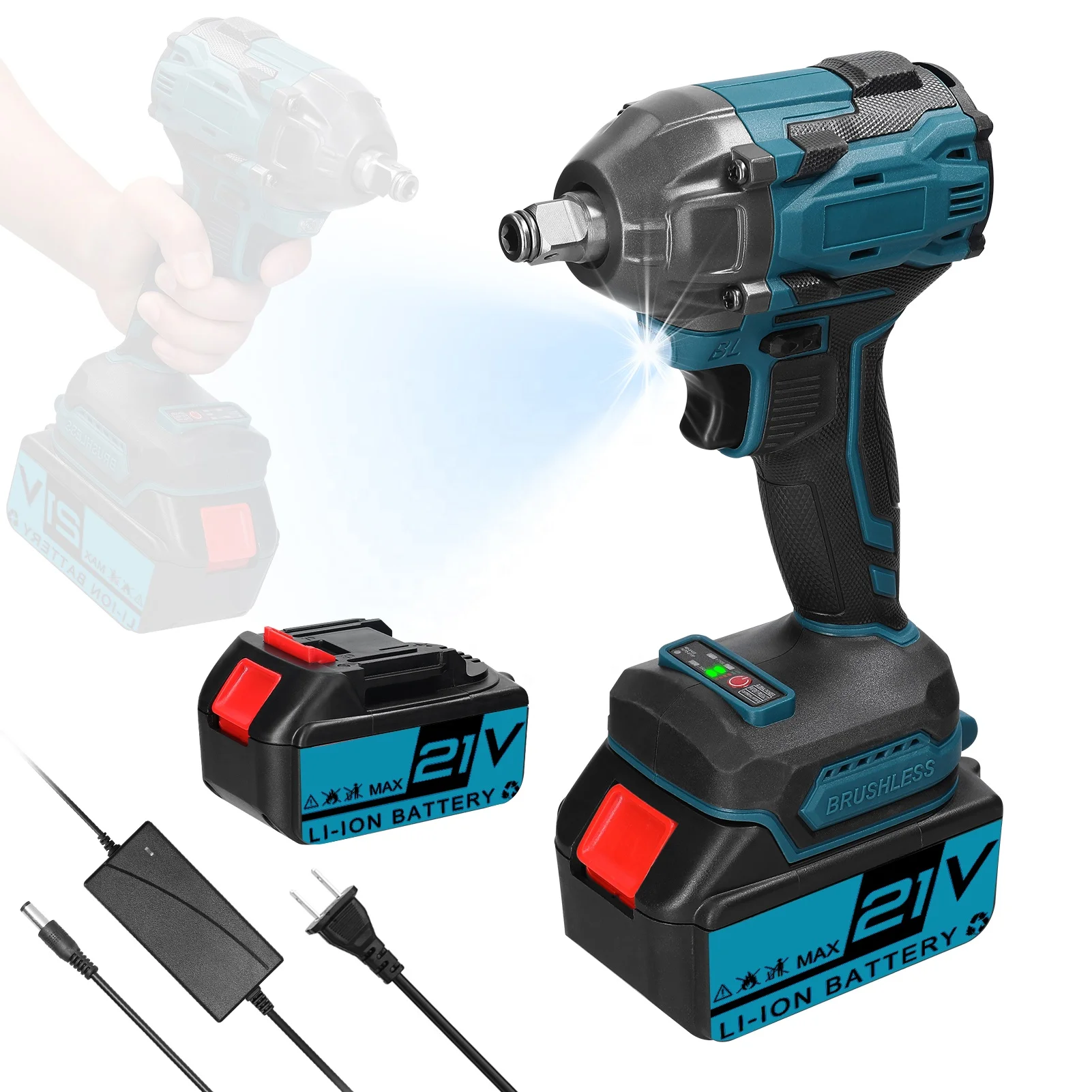 Household 21V Electric Wrench Brushless Motor High Torque Power Tool Practical Installation Device with Forward