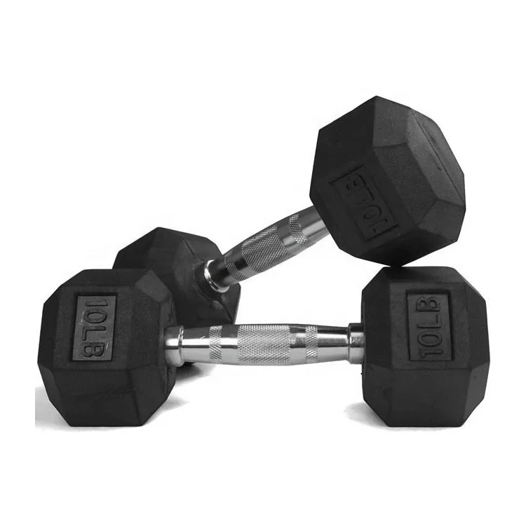 High quality weight Lifting Fixed Solid Rubber Coated hex dumbbells Iron Urethane steel Dumbbell
