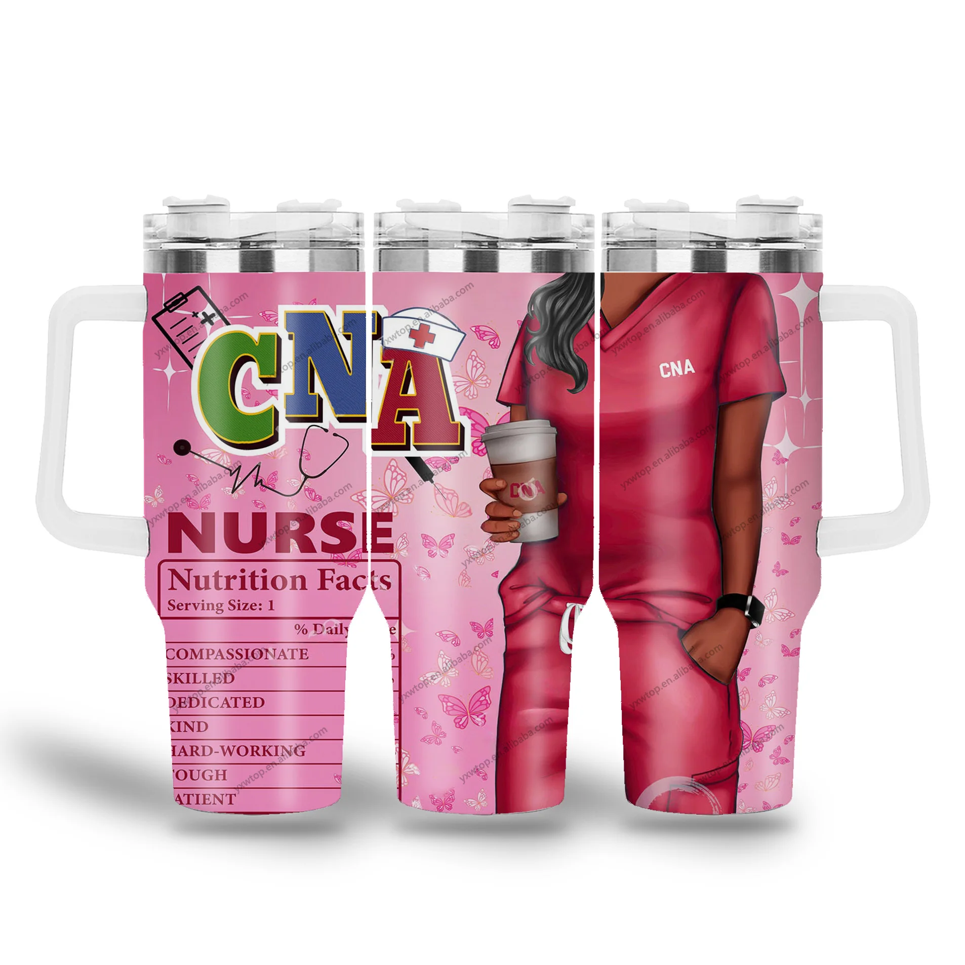 custom CNA Nurse Nutrition Facts Certified Nursing Assistant 40oz Sublimation double wall stainless steel car festival tumblers