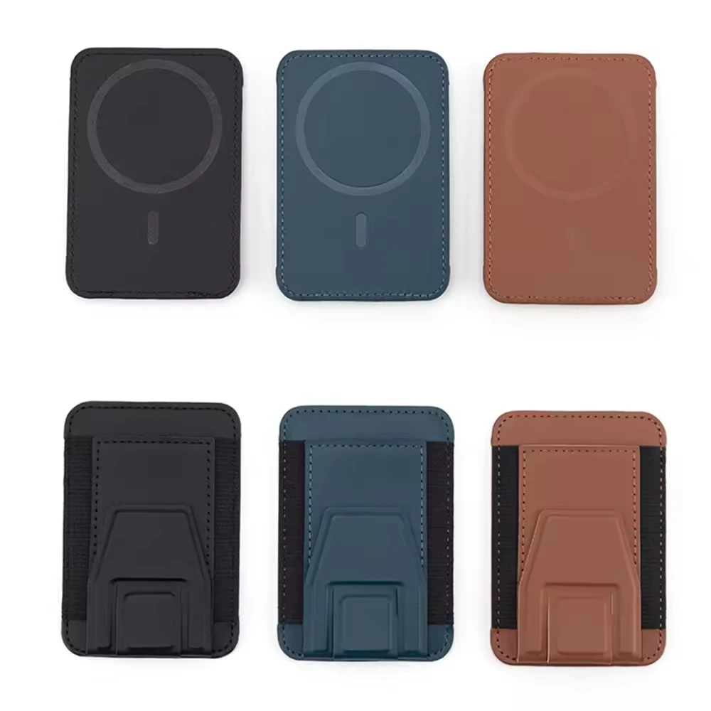 Magnetic Back Card Holder Wallet with Card Slot PU Leather Phone Wallet with Phone Stand
