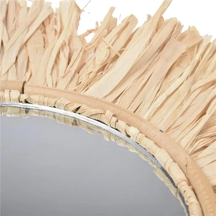 
Hanging Wall Mirror Round Handmade Boho Mirror Moroccan Style Art Decor for Apartment Living Room Bedroom Dorm Entryways 